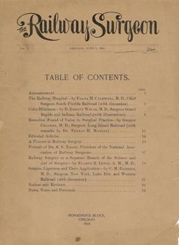 Cover of first issue of The Railway Surgeon