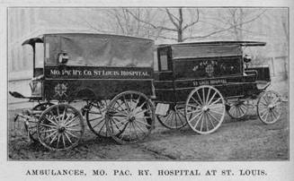 Ambulances at Missouri Pacific Hospital, 1897