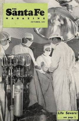 Railway surgeons in operating room, 1953
