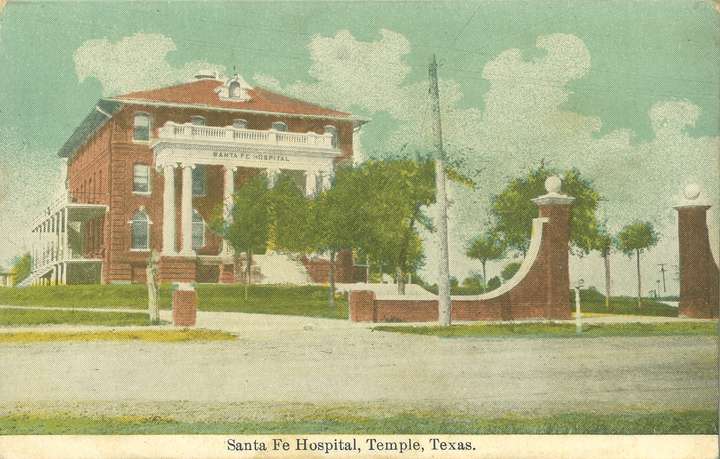 Postcard of Santa Fe Hospital, Temple, Texas