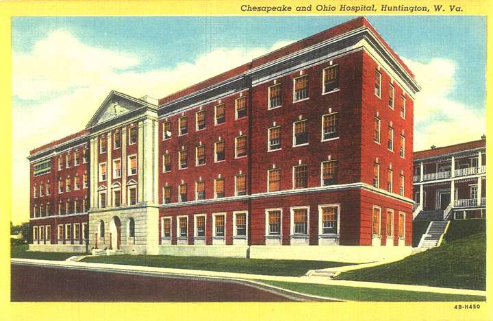 Postcard of C&O Hospital, Huntington, West Virginia