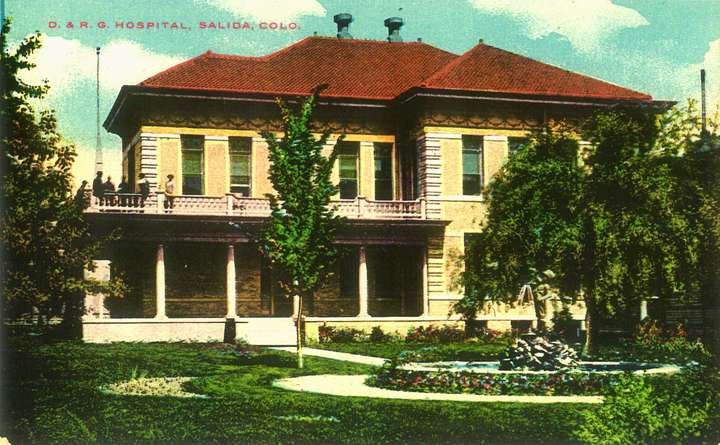 Postcard of Denver and Rio Grande Western Hospital, Salida, Colorado