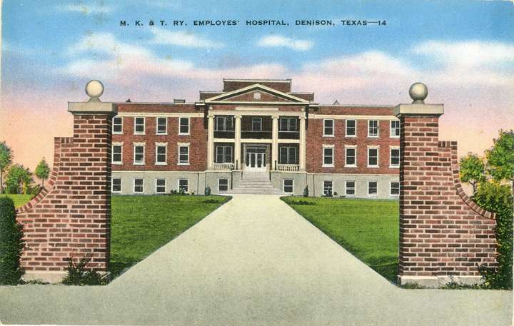 Postcard of MK&T Railway Employes Hospital, Denison, Texas