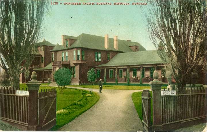 Postcard of Northern Pacific Hospital, Glendive, Montana