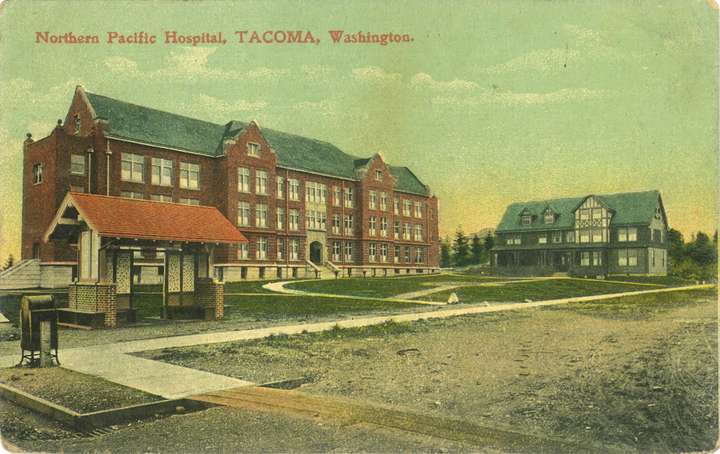 Postcard of Northern Pacific Hospital, Tacoma, Washington