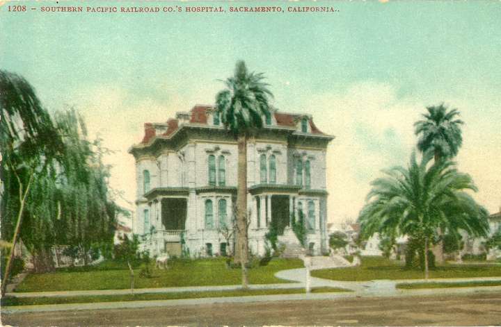 Postcard of Southern Pacific Railroad Hospital, Sacramento, California