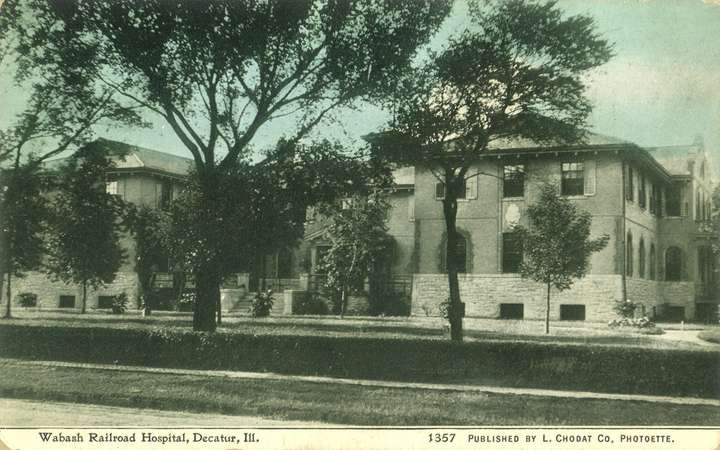 Postcard of Wabash Railroad Hospital, Decatur, Illinois