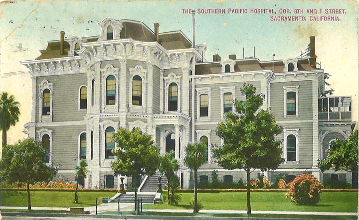Postcard of Southern Pacific Hospital, Sacramento, California