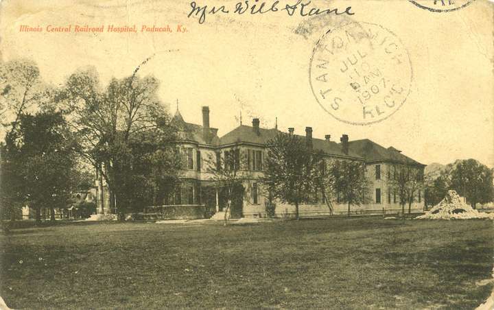 Postcard of Illinois Central Railroad Hospital, Paducah, Kentucky