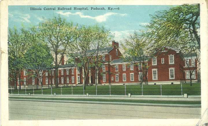 Postcard of Illinois Central Railroad Hospital, Paducah, Kentucky