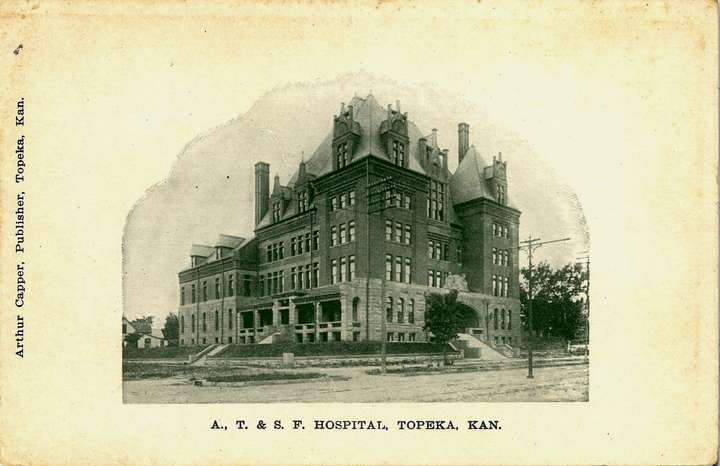 Postcard of Santa Fe Hospital, Topeka, Kansas