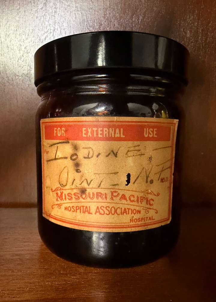 Missouri Pacific Hospital jar of iodine