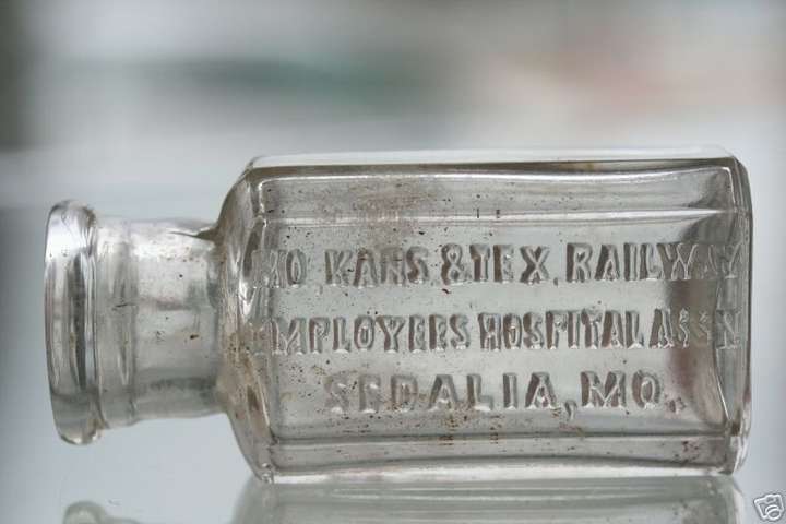 MKT (Missouri-Kansas-Texas) Railway Hospital bottle, Sedalia, Missouri